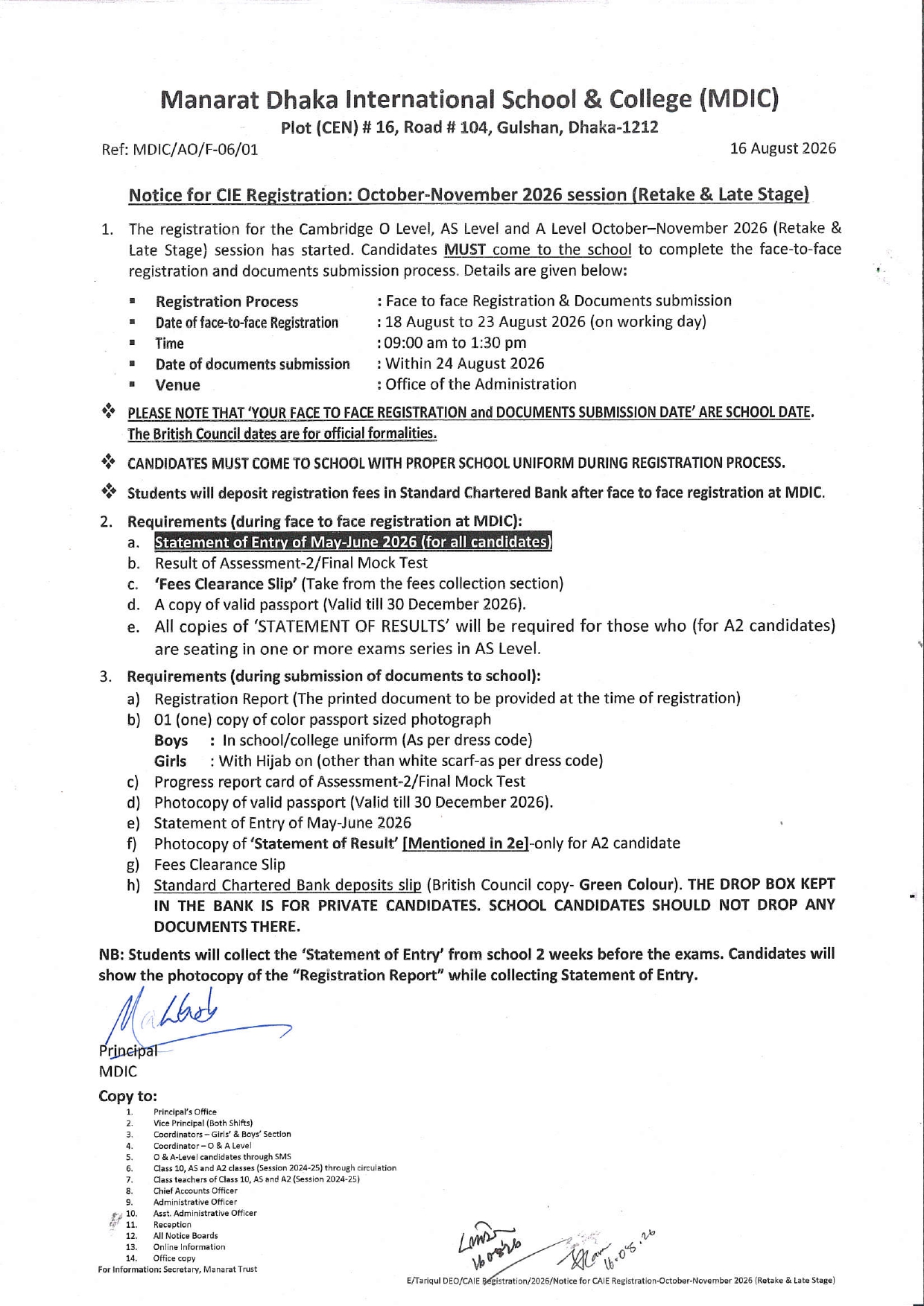 Notice of Registration Nov 2026 Retake & Late Stage