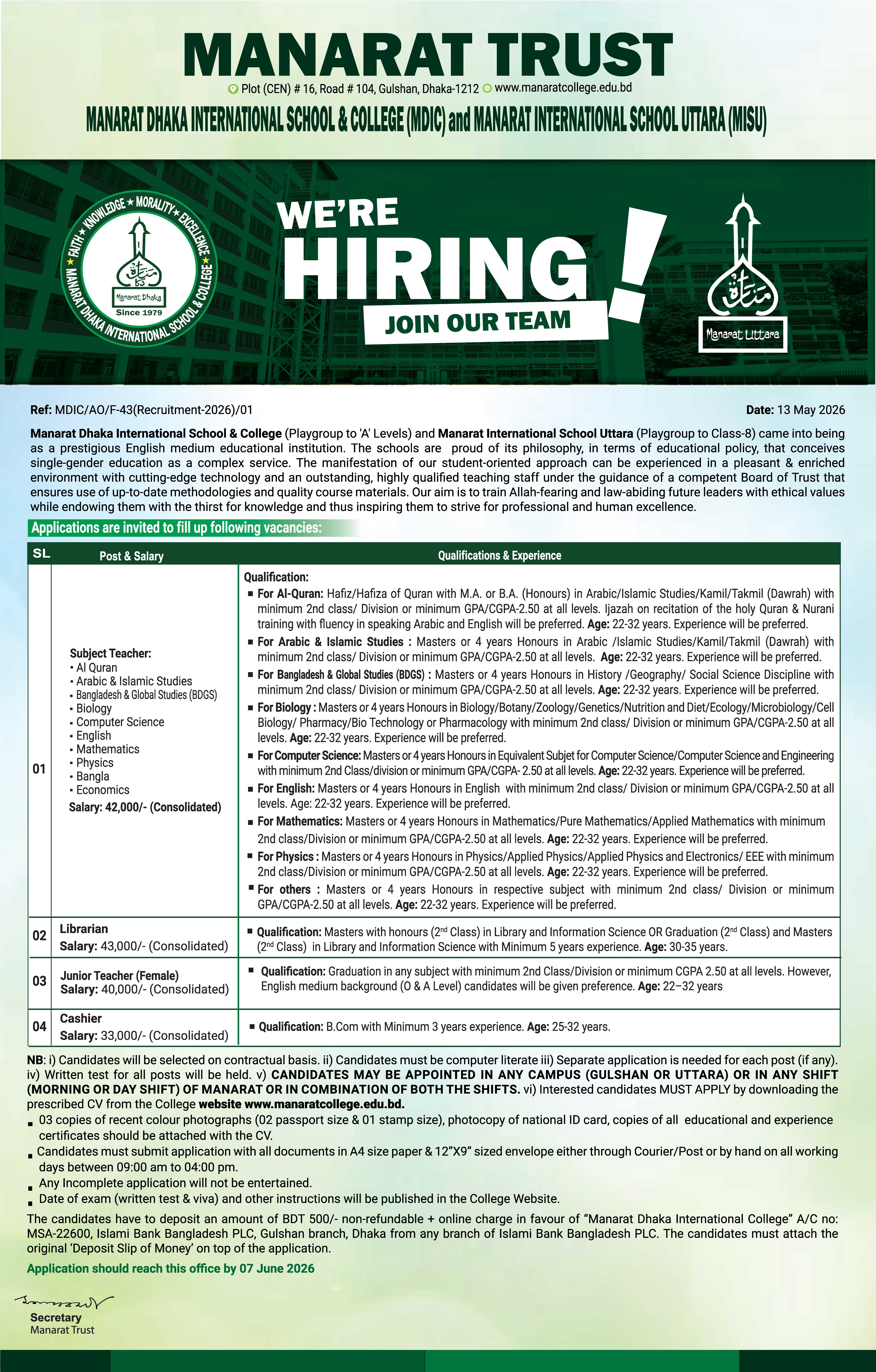 Advertisement for Job